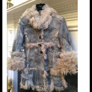 Girl’s 100% Leather Fur Winter Coat made in Italy sz.4